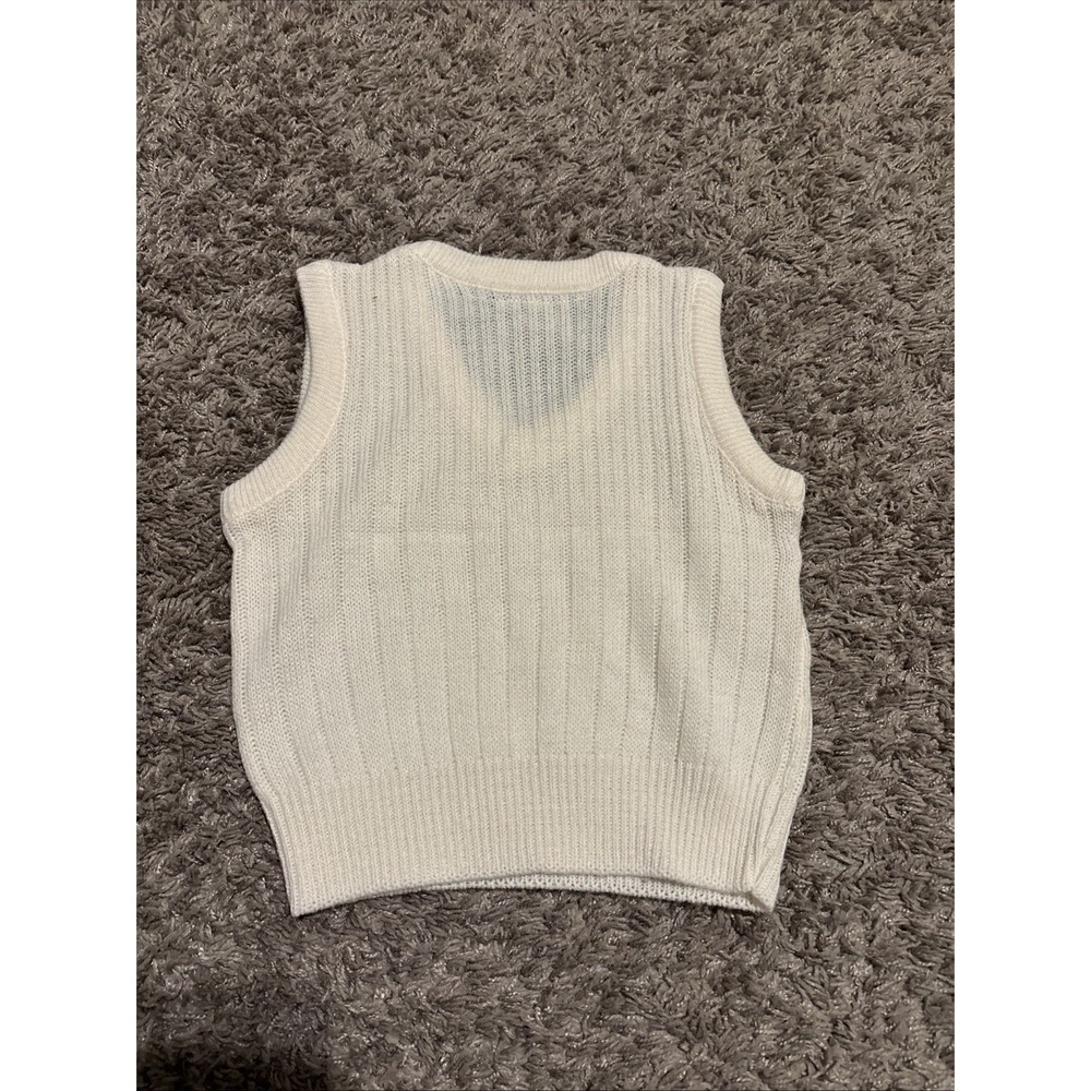 Vintage 80s Knit Sweater Vest White Vest Made In USA Small S - Picture 4 of 4